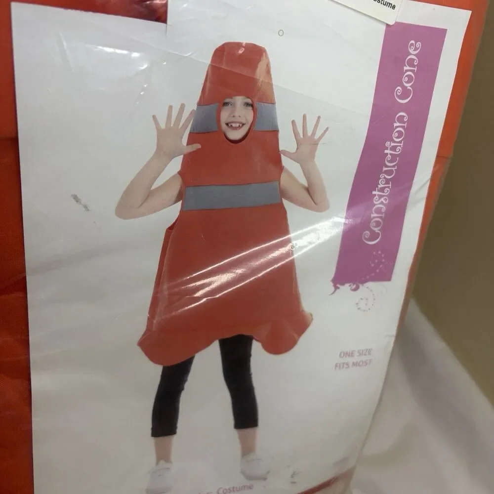Construction Cone Costume Kids Youth Size 8/10 Orange Traffic Cone Halloween